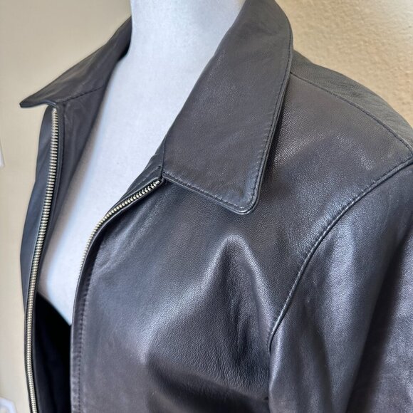 LUIS ALVEAR COLLECTION Real Leather Jacket Long Line Size Small Front Zip - Picture 4 of 13